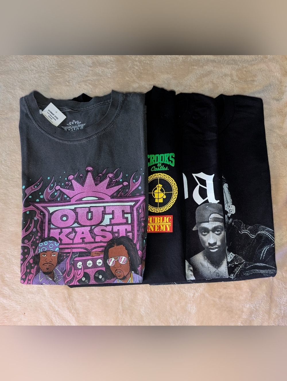 Big T-Shirt Bundle 4, Old School Rap Hip Hop Public Enemy Tupac OutKast Men's S